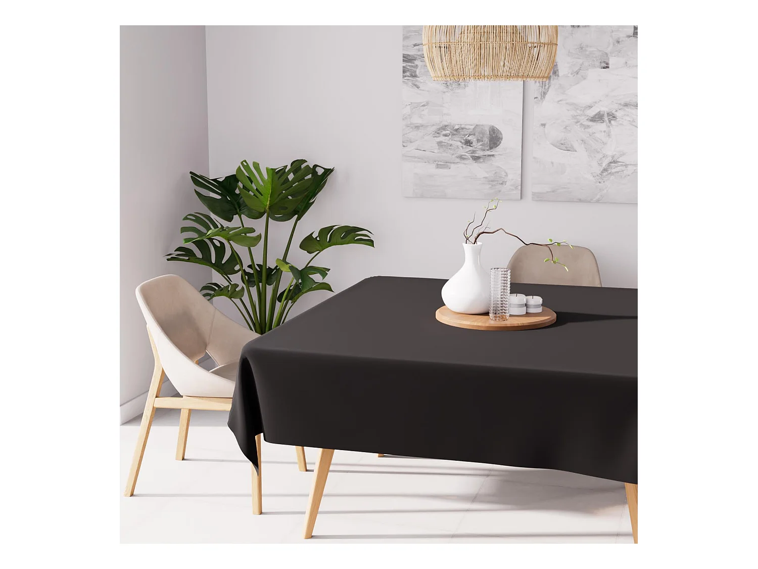 Nappe anti-tâches carrée 180x180 cm ALIX noir, par Soleil d'Ocre