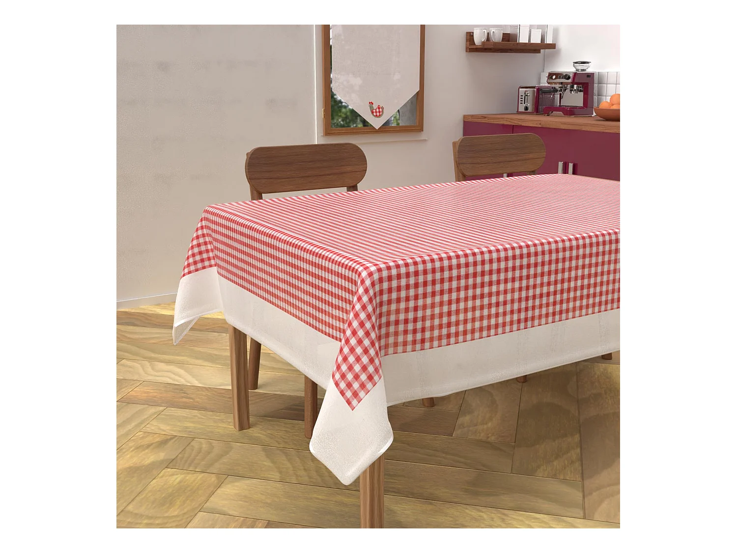 Nappe rectangle anti-tâches en coton 140x200 cm VICHY, par Soleil d'Ocre