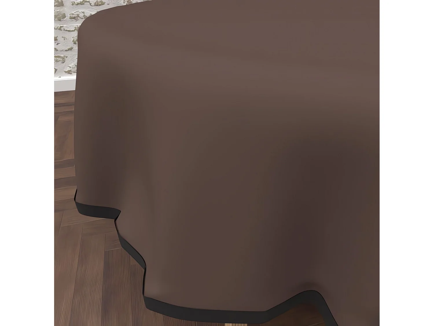 Nappe ronde anti-tâches en microfibre lavée diamètre 180 cm BOHEME brun, par Soleil d'Ocre