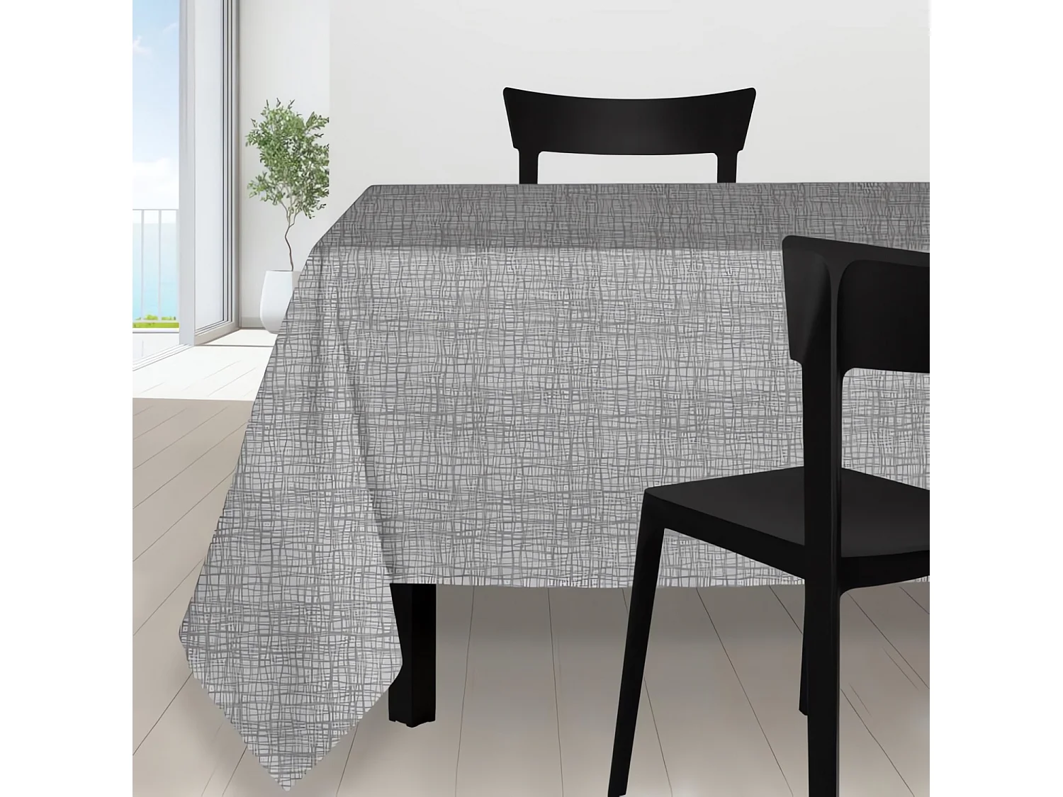 Nappe anti-tâches carrée 180X180 cm GALAXY gris, Par Soleil d'ocre