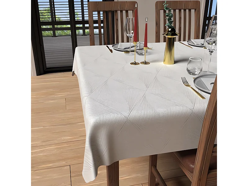 Mantel cuadrado antimanchas 180x180 cm LUXURY blanco, de Soleil d'Ocre