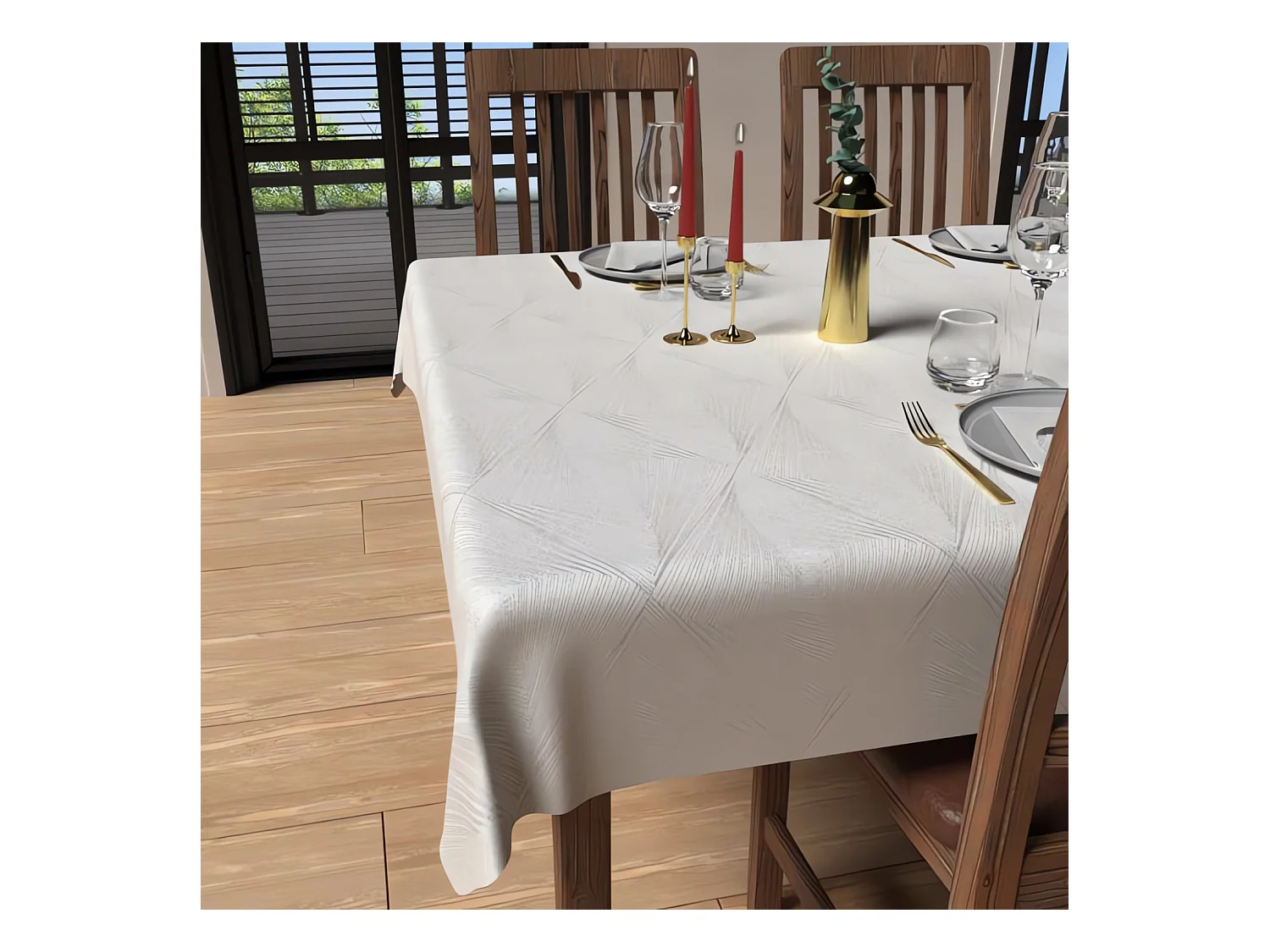 Mantel cuadrado antimanchas 180x180 cm LUXURY blanco, de Soleil d'Ocre