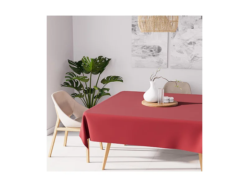 Mantel cuadrado antimanchas 140X140 cm ALIX rojo, de Soleil d'Ocre