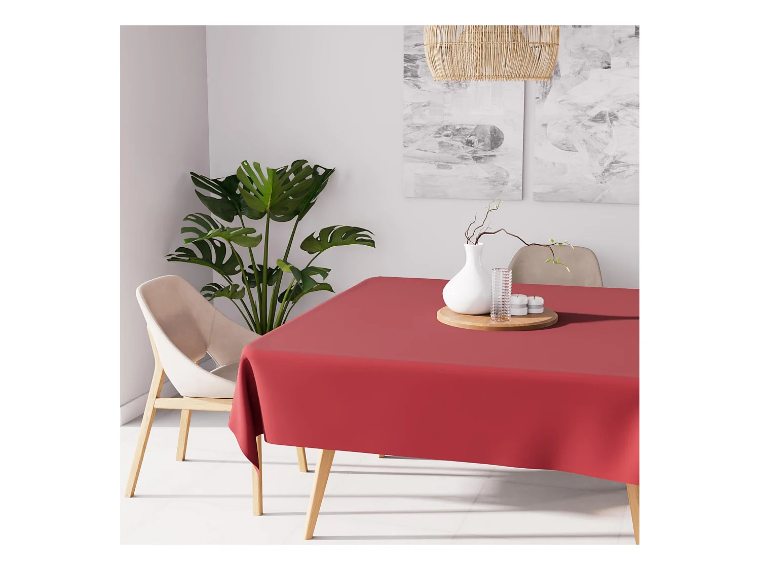 Nappe anti-tâches carrée 140X140 cm ALIX rouge, par Soleil d'ocre