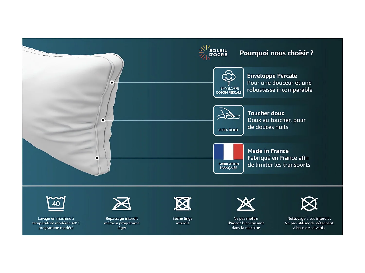 Almohada blanca de algodón 50x70 cm CLOUD