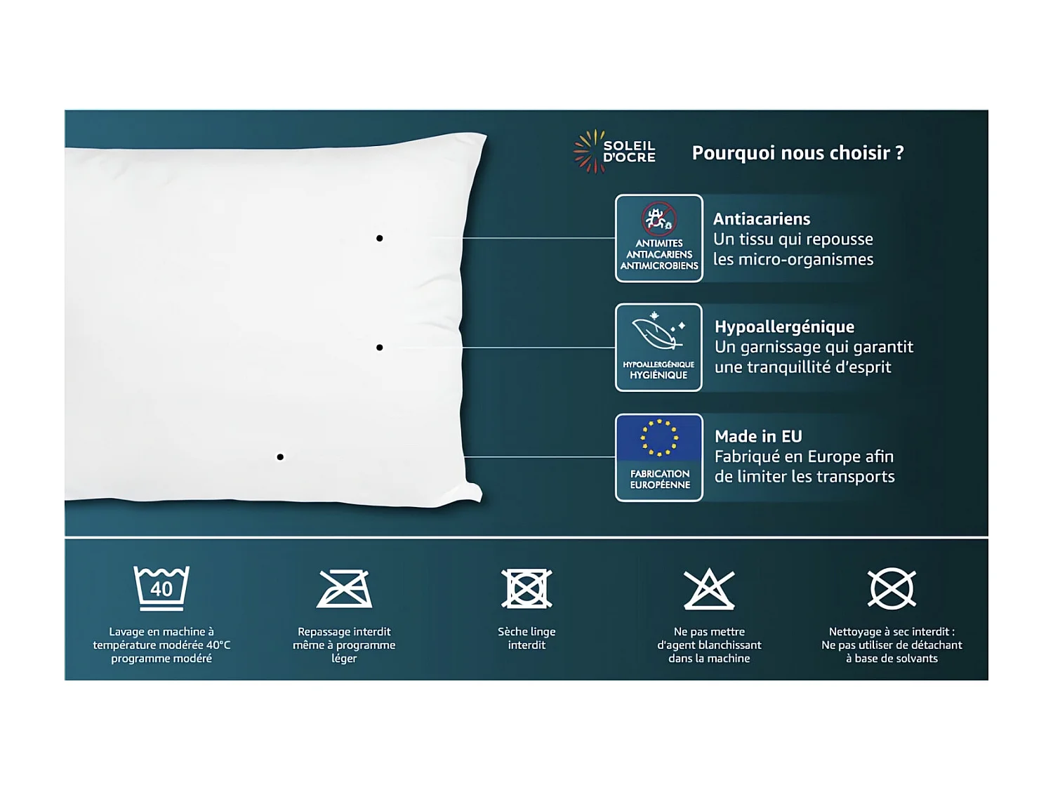 Almohada antiácaros LUXE 50x70 cm