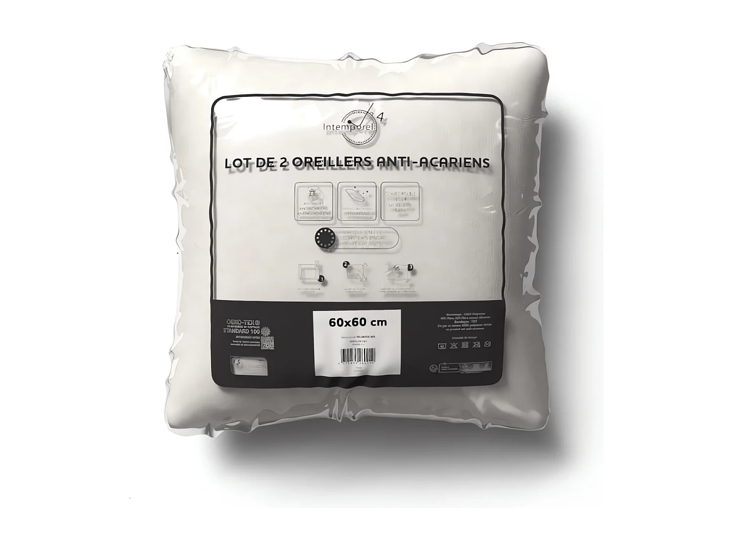 Set de 2 almohadas antiácaros 60x60 cm, de Intemporel