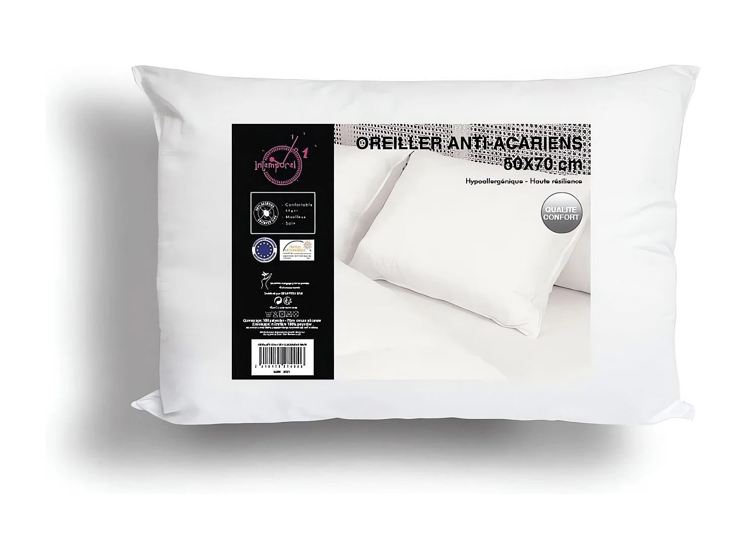 Almohada antiácaros COMFORT 50x70 cm, lavable a máquina