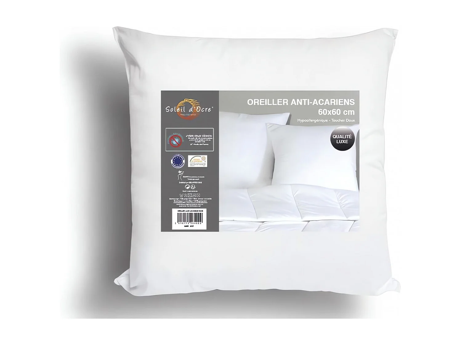 Oreiller anti-acarien LUXE 60x60 cm, par Soleil d'ocre