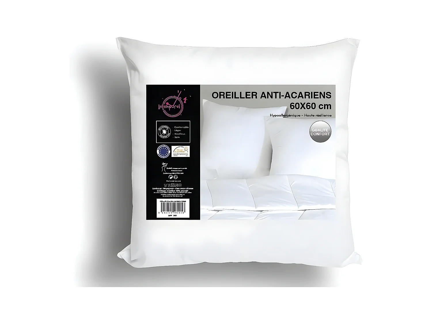 Oreiller confort anti-acarien 60x60 cm, par Intemporel