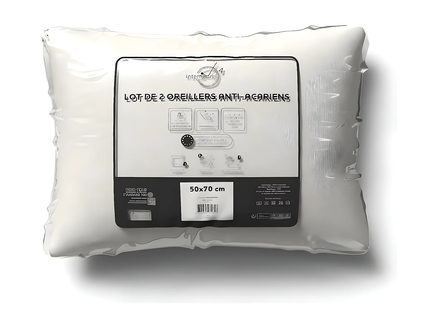 Lot de 2 oreillers anti-acarien 50x70 cm, par Intemporel