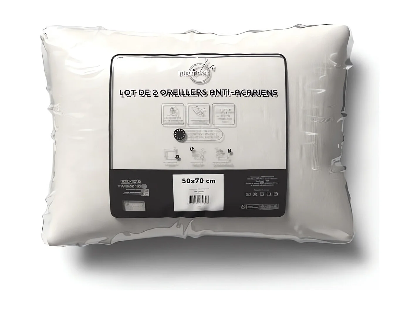 Lot de 2 oreillers anti-acarien 50x70 cm, par Intemporel