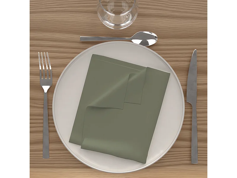 Set de 3 servilletas 40x40 cm ALIX caqui, de Soleil d'Ocre