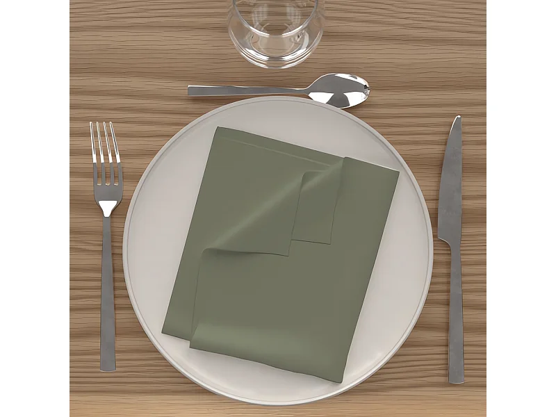 Set de 3 servilletas 40x40 cm ALIX caqui, por Soleil d'Ocre