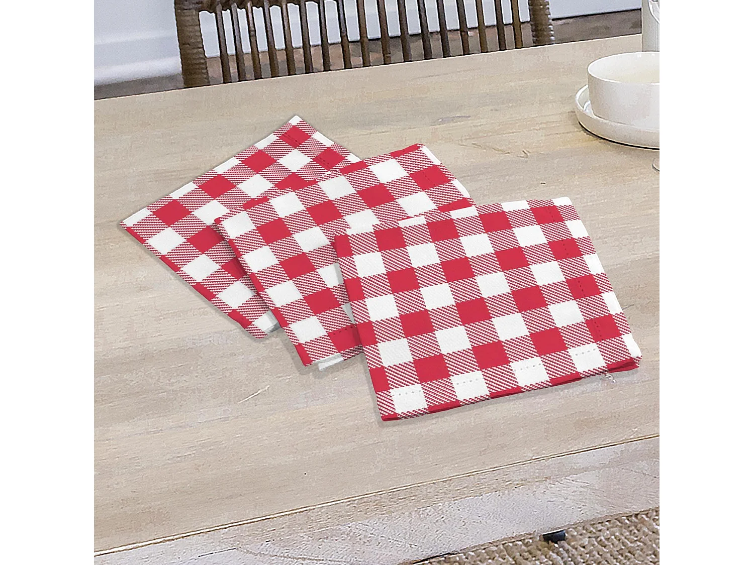 Set de 3 servilletas de tela 45x45 cm VICHY, de Soleil d'Ocre