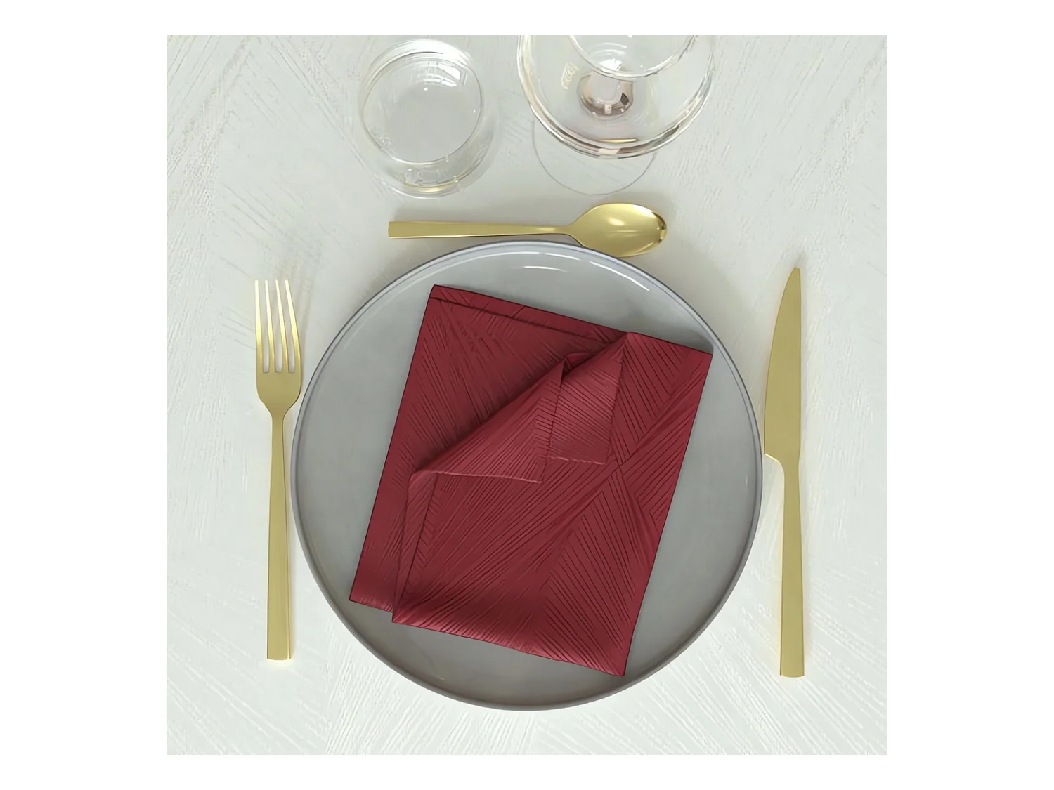 Lot de 3 serviettes 45x45 cm LUXURY rouge, par Soleil d'Ocre