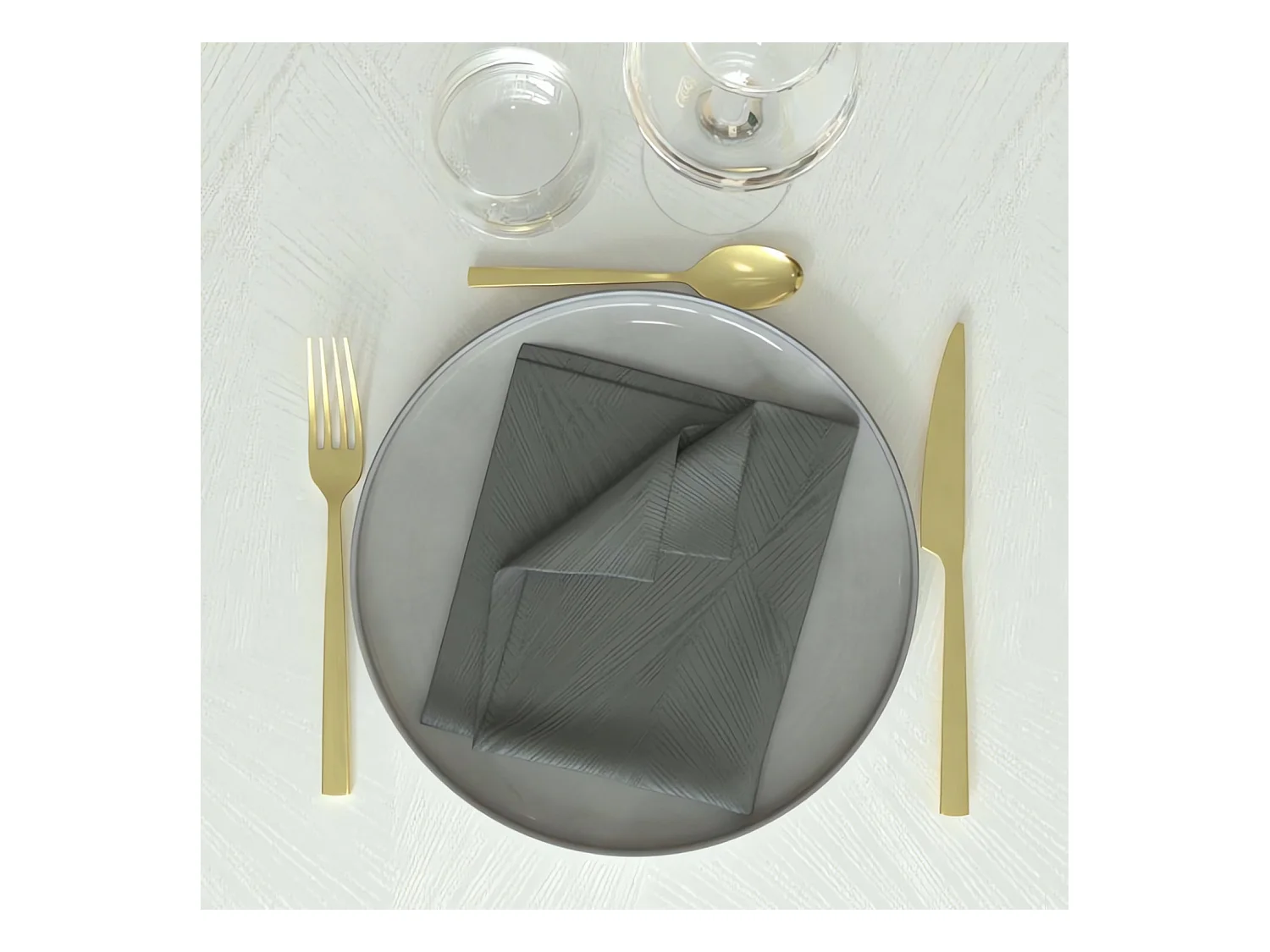 Lot de 3 serviettes 45x45 cm LUXURY gris, par Soleil d'Ocre