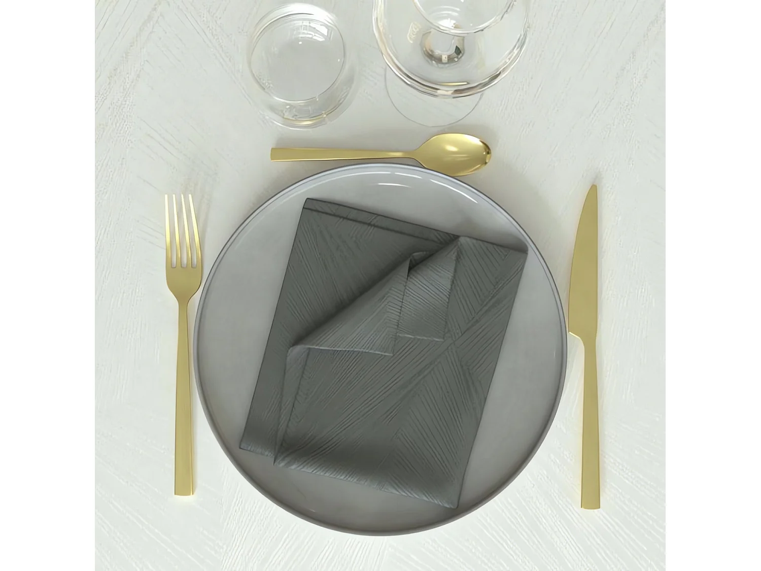 Lot de 3 serviettes 45x45 cm LUXURY gris, par Soleil d'Ocre