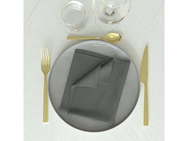 Lot de 3 serviettes 45x45 cm LUXURY gris, par Soleil d'Ocre