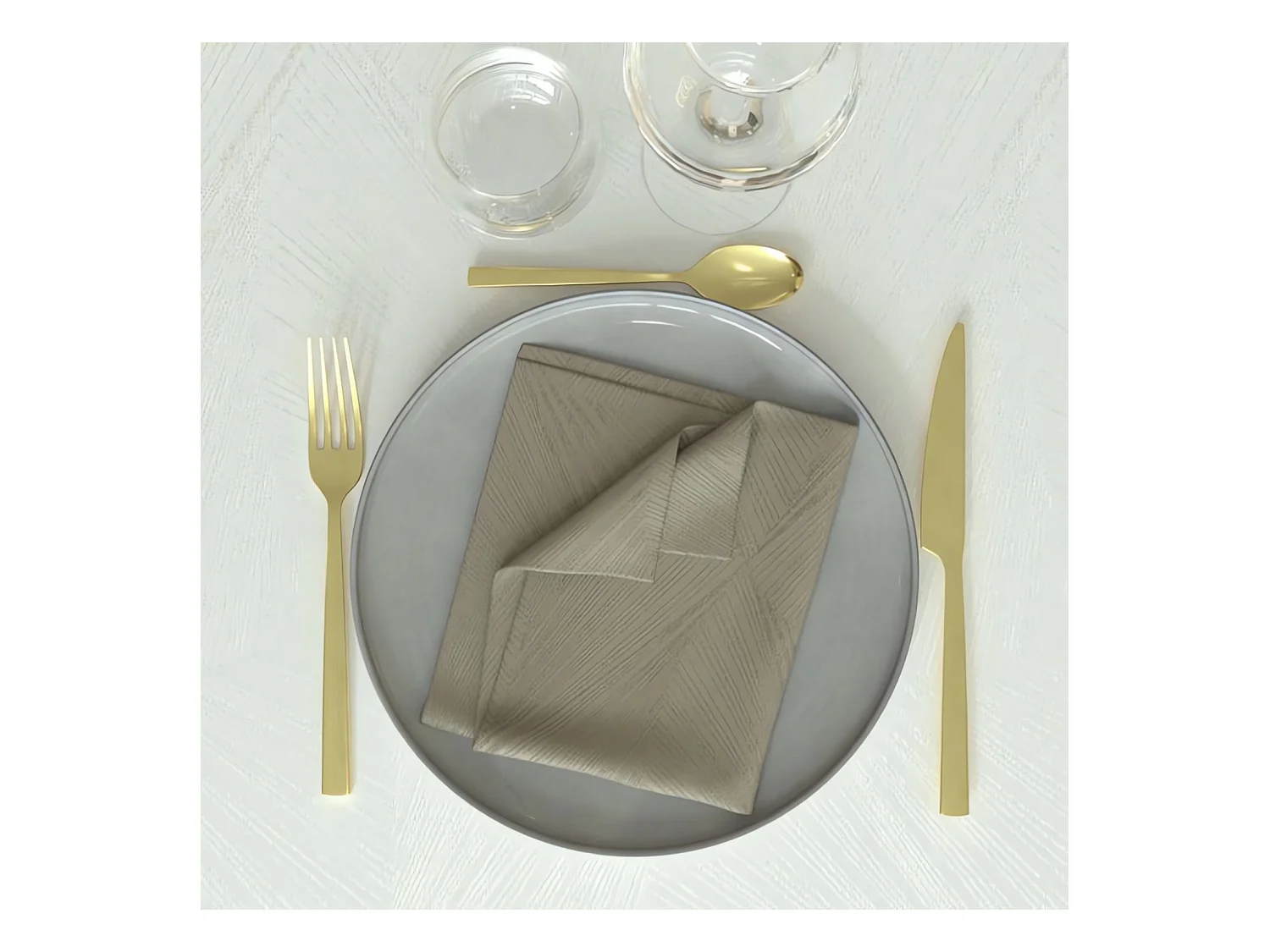 Lot de 3 serviettes 45x45 cm LUXURY champagne, par Soleil d'Ocre