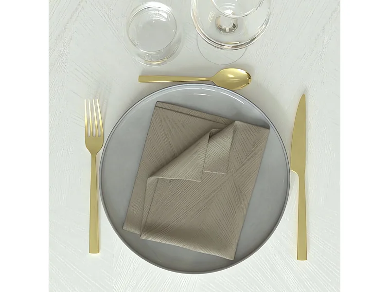 Lot de 3 serviettes 45x45 cm LUXURY champagne, par Soleil d'Ocre