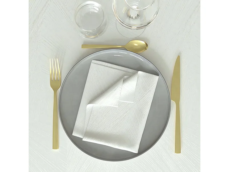 Lot de 3 serviettes 45x45 cm LUXURY blanc, par Soleil d'Ocre