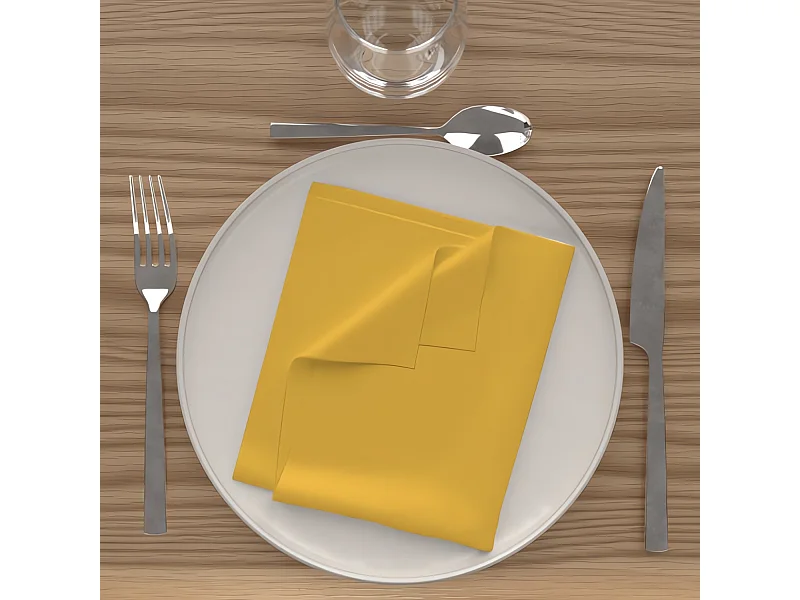 Lot de 3 serviettes de table 40x40 cm ALIX jaune radieux, par Soleil d'Ocre