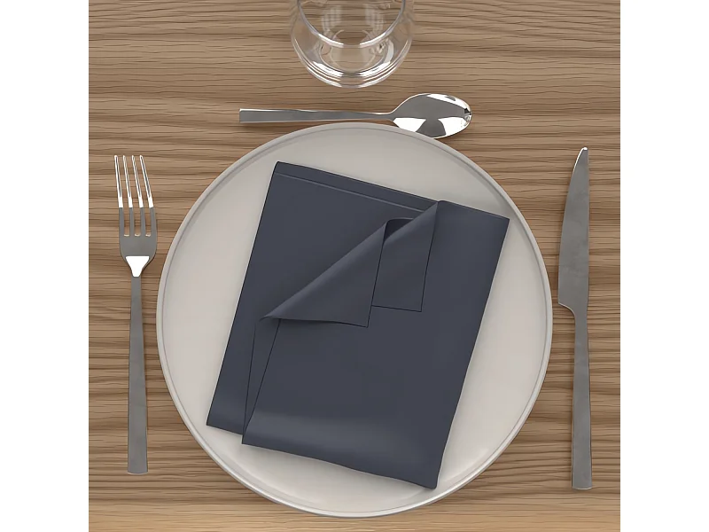 Lot de 3 serviettes de table 40x40 cm ALIX bleu jean, par Soleil d'Ocre