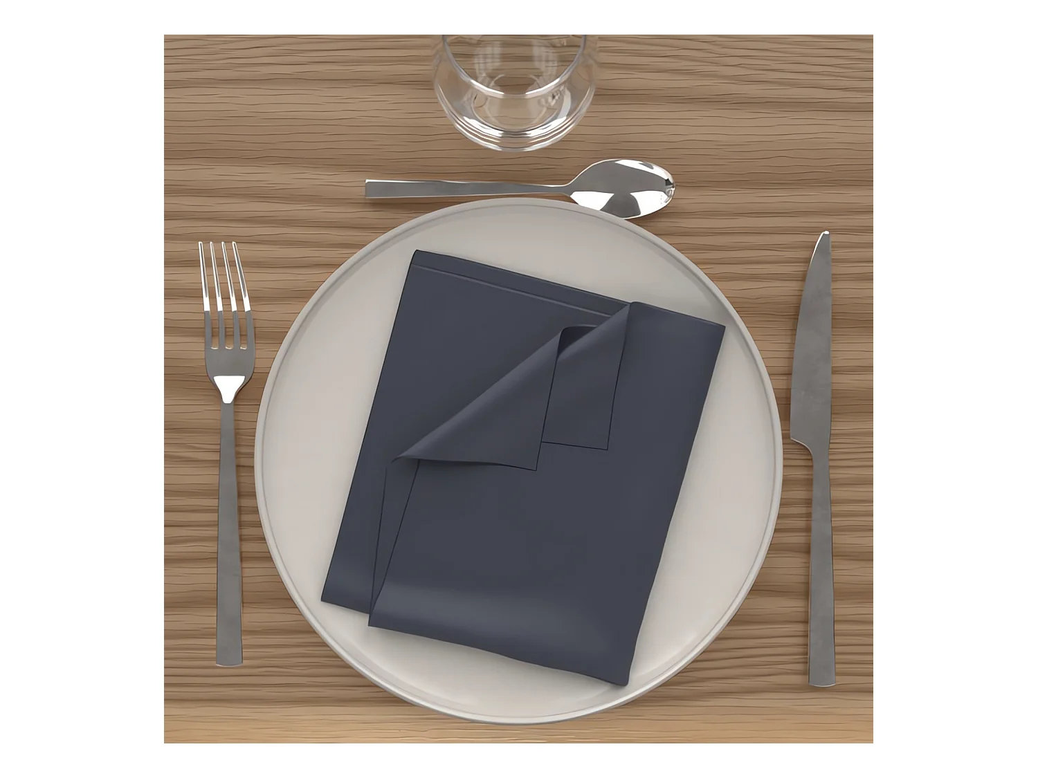 Lot de 3 serviettes de table 40x40 cm ALIX bleu jean, par Soleil d'Ocre