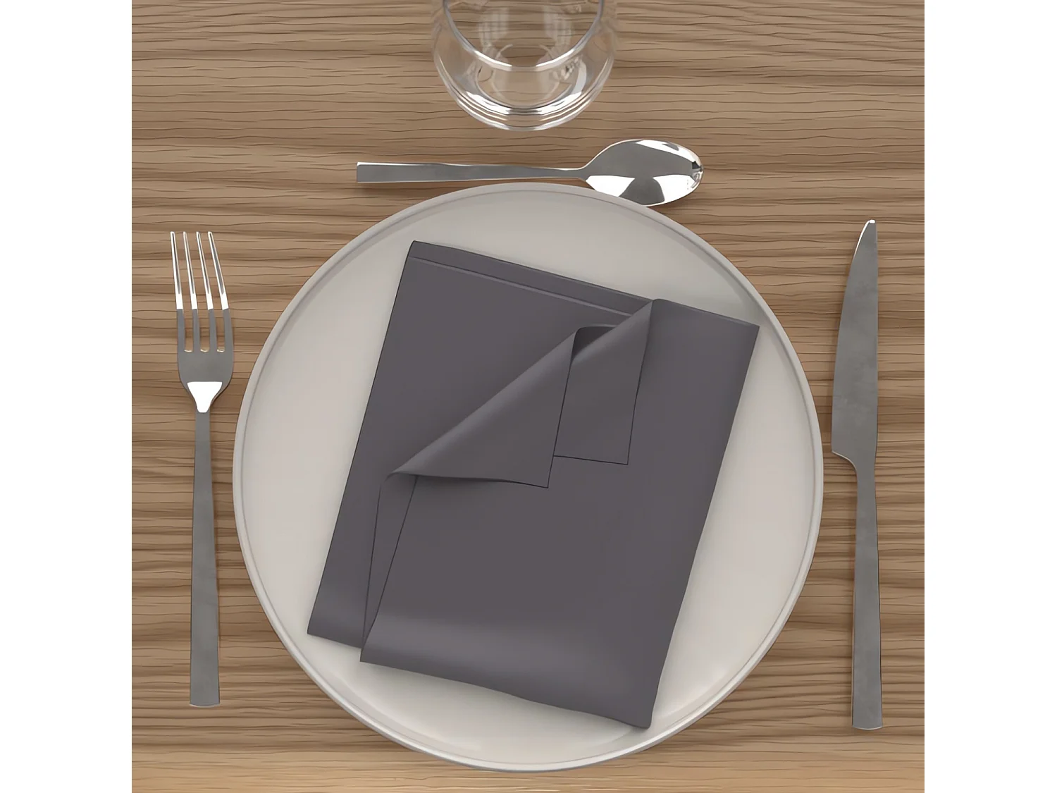 Lot de 3 serviettes de table 40X40 CM ALIX anthracite, par Soleil d'Ocre