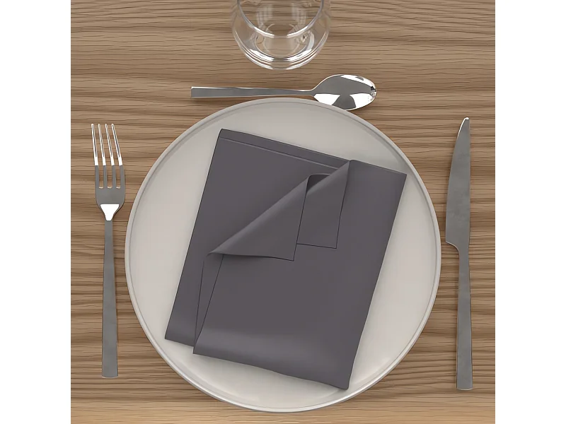 Lot de 3 serviettes de table 40X40 CM ALIX anthracite, par Soleil d'Ocre