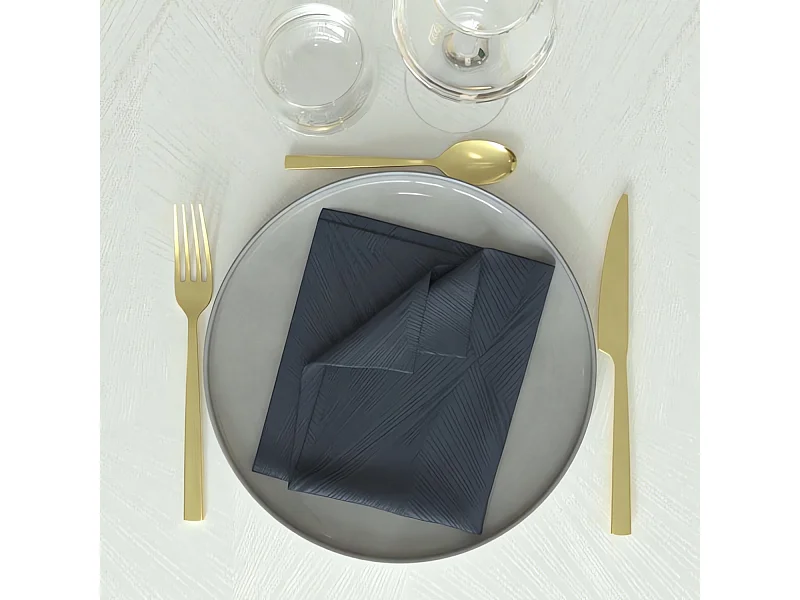 Lot de 3 serviettes 45x45 cm LUXURY bleu nuit, par Soleil d'Ocre