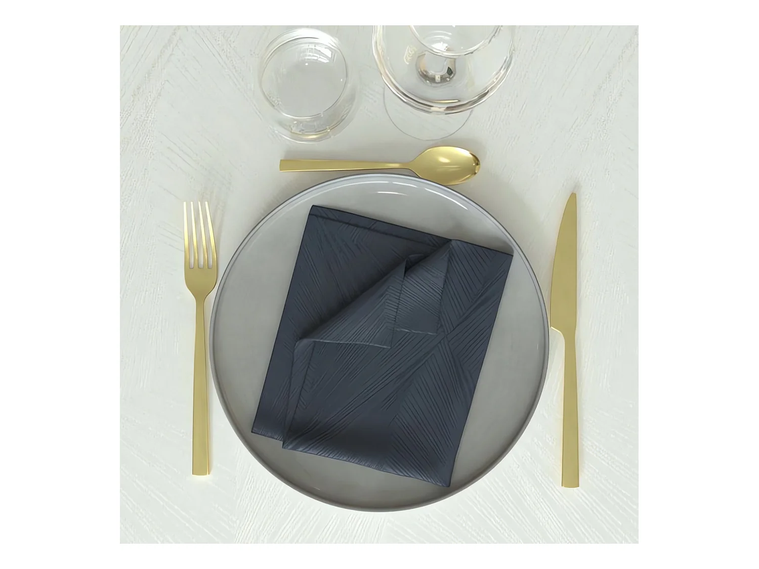 Lot de 3 serviettes 45x45 cm LUXURY bleu nuit, par Soleil d'Ocre