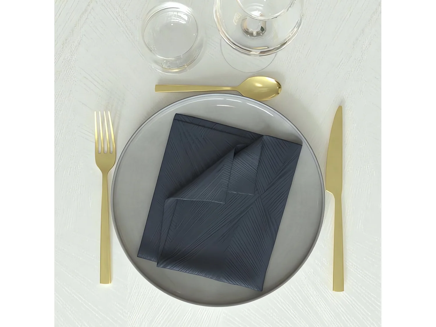 Lot de 3 serviettes 45x45 cm LUXURY bleu nuit, par Soleil d'Ocre