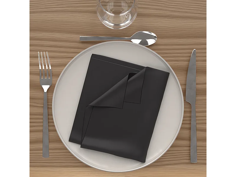 Set de 3 servilletas ALIX de 40x40 cm negro, por Soleil d'Ocre