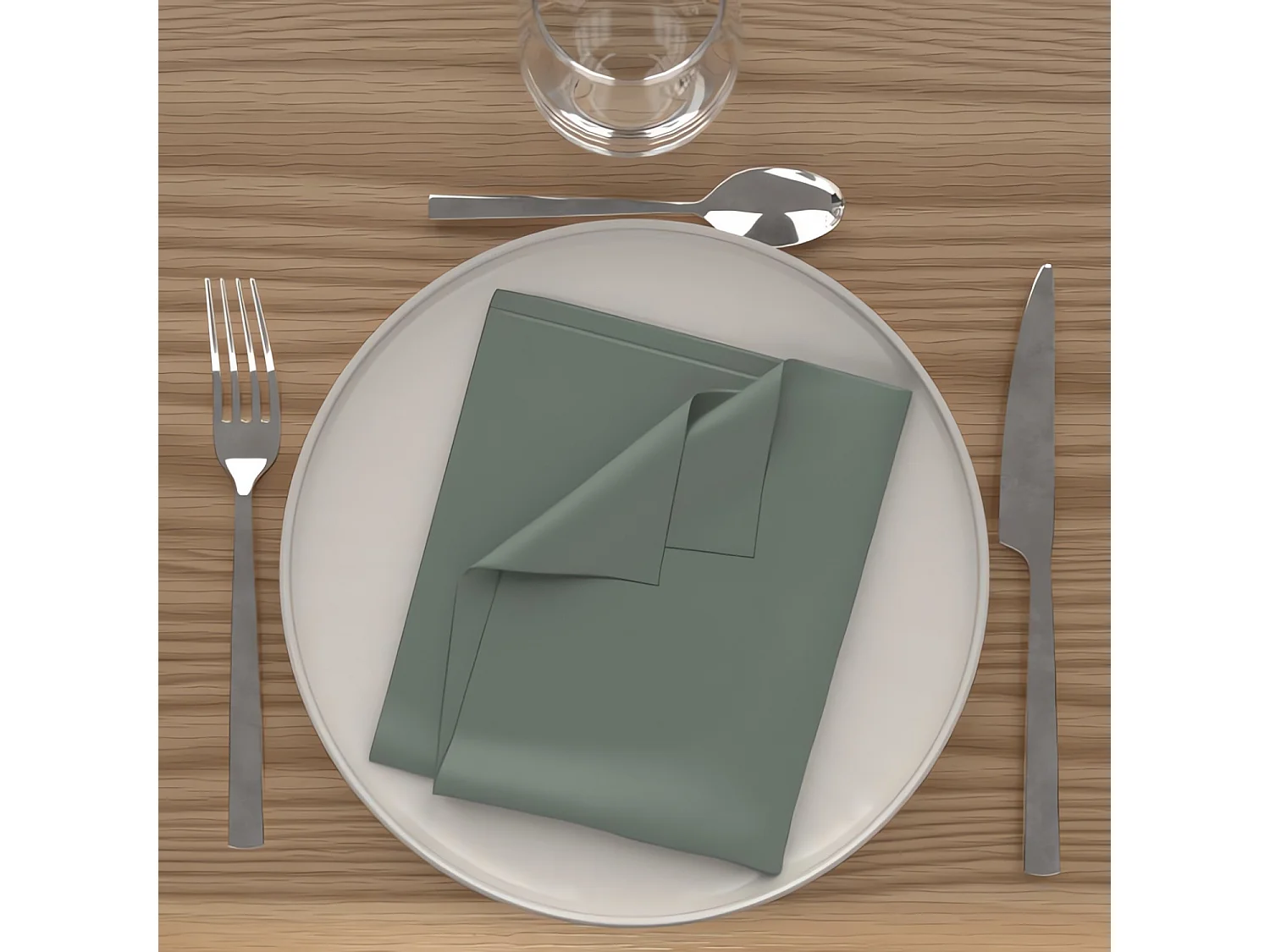 Lot de 3 serviettes de table 40x40 cm ALIX vert, par Soleil d'Ocre