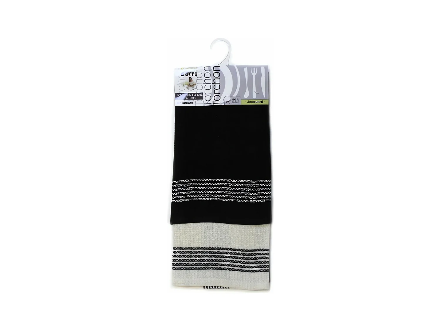 Lot de 2 torchons JACQUARD noir en coton