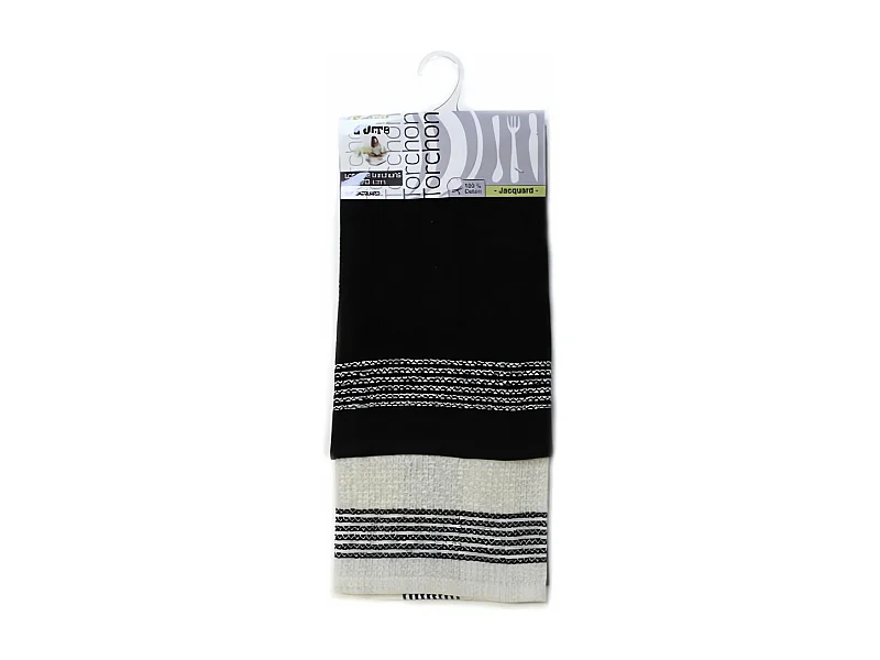 Set de 2 paños de cocina JACQUARD de algodón negro