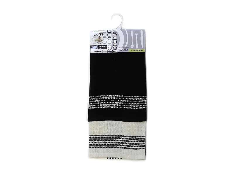Set de 2 paños de cocina JACQUARD de algodón negro