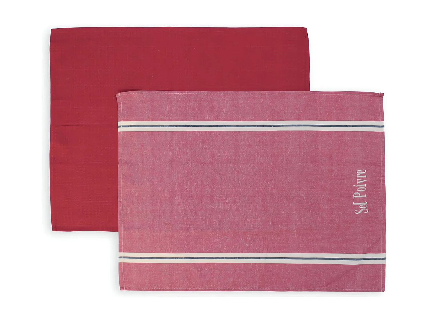 Set de 2 paños de cocina en algodón SEL y pimiento rojo, bordado 50x70 cm