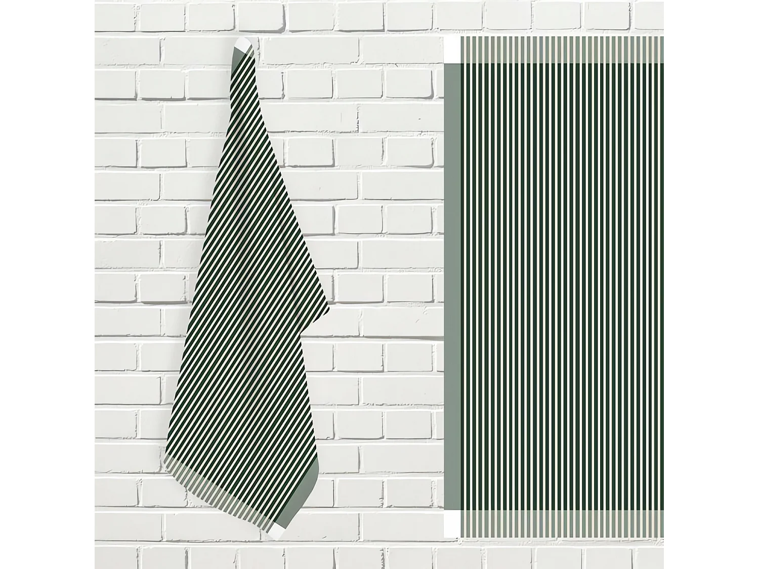 Set de paños de cocina de algodón KENT verde y blanco, de Soleil d'Ocre