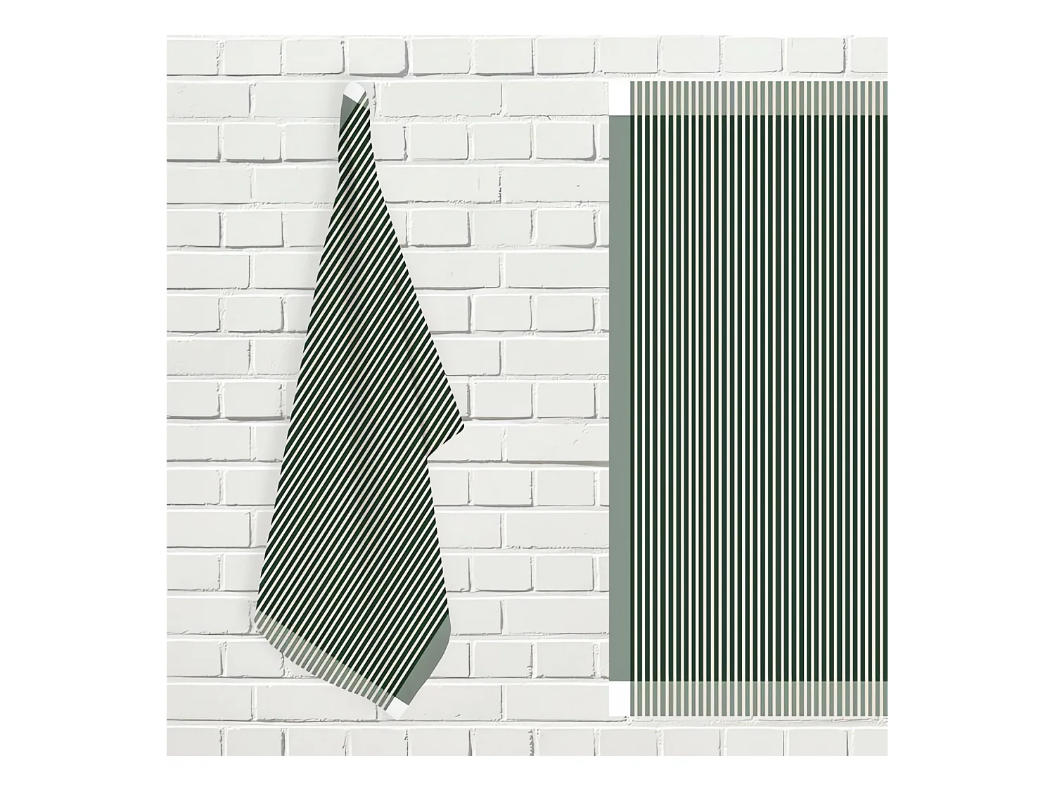 Lot de torchons de cuisine coton KENT vert et blanc, par Soleil d'ocre