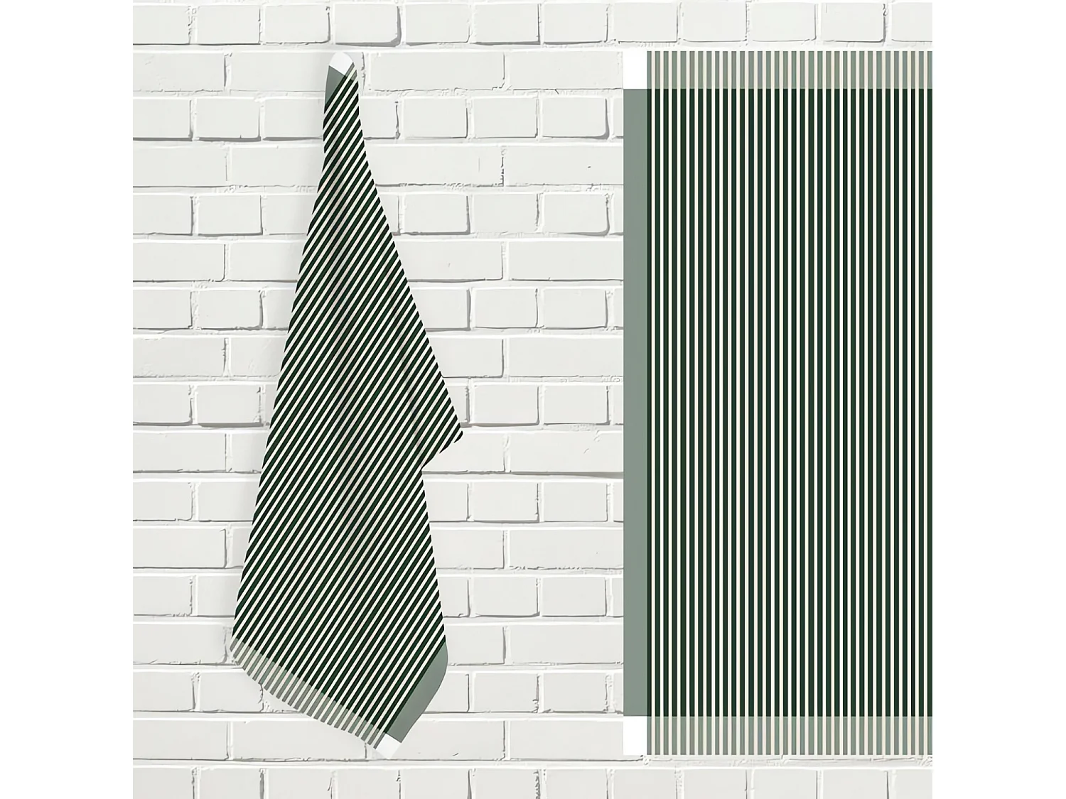 Set de paños de cocina de algodón KENT verde y blanco, por Soleil d'Ocre