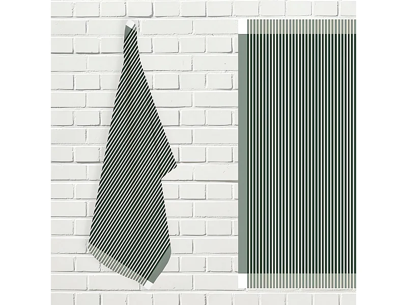 Lot de torchons de cuisine coton KENT vert et blanc, par Soleil d'ocre