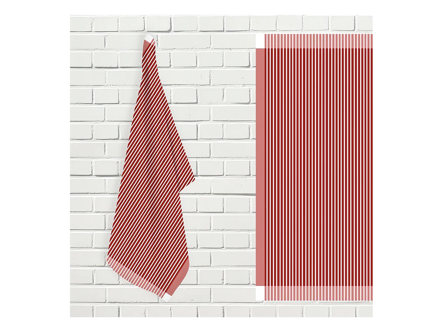 Lot de torchons de cuisine coton KENT rouge et blanc, par Soleil d'ocre
