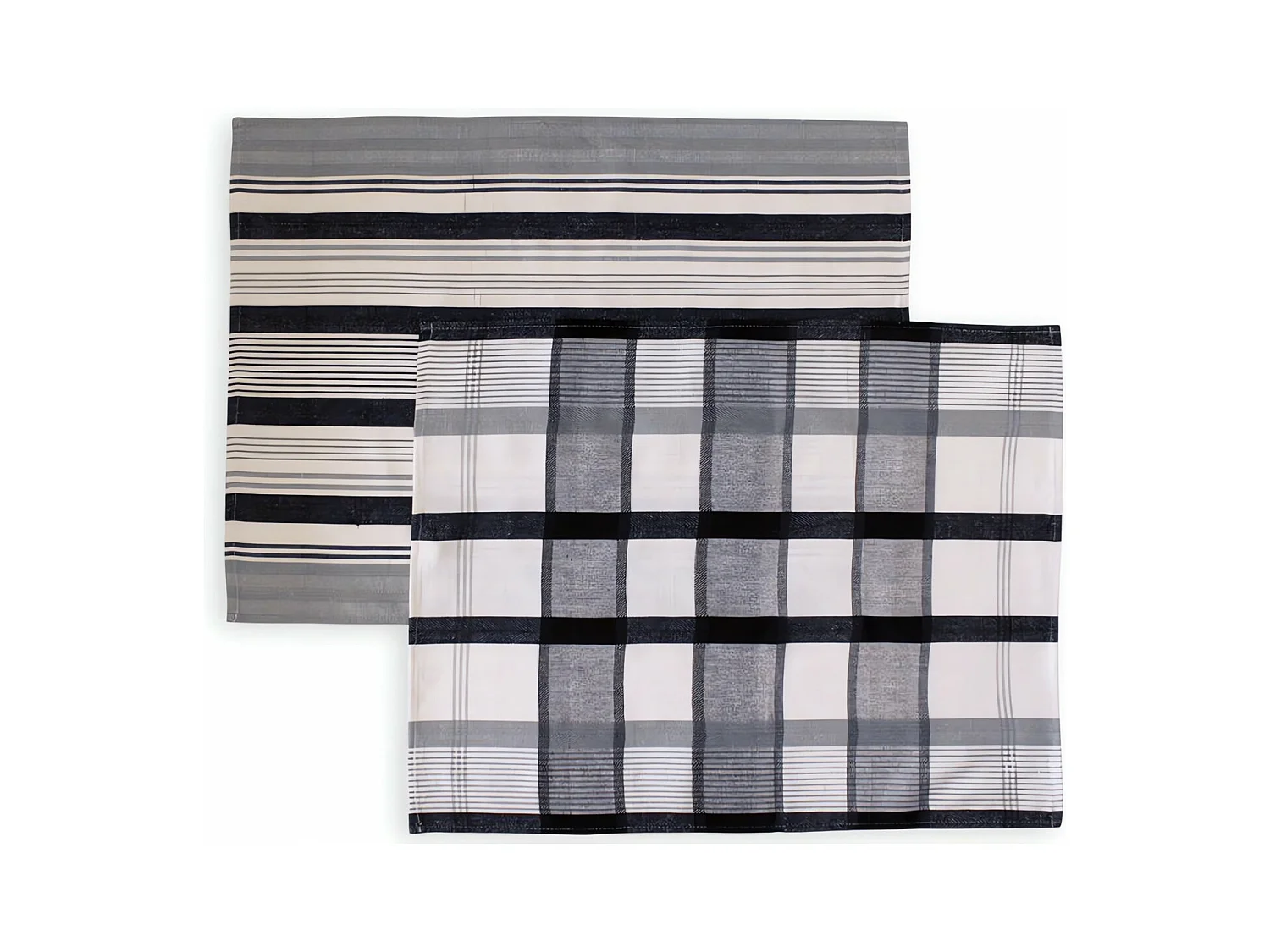 Lot de 2 torchons en coton PAELLA noir, jacquard 50x70 cm
