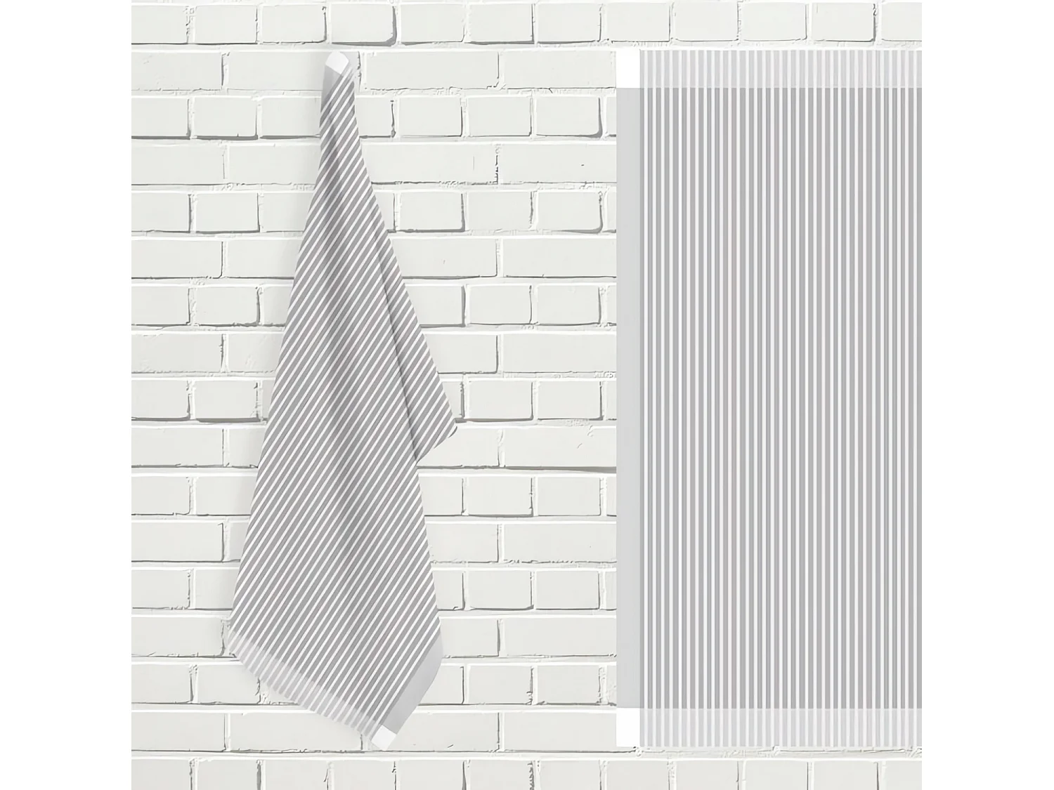 Lot de torchons de cuisine coton KENT blanc et gris, par Soleil d'ocre