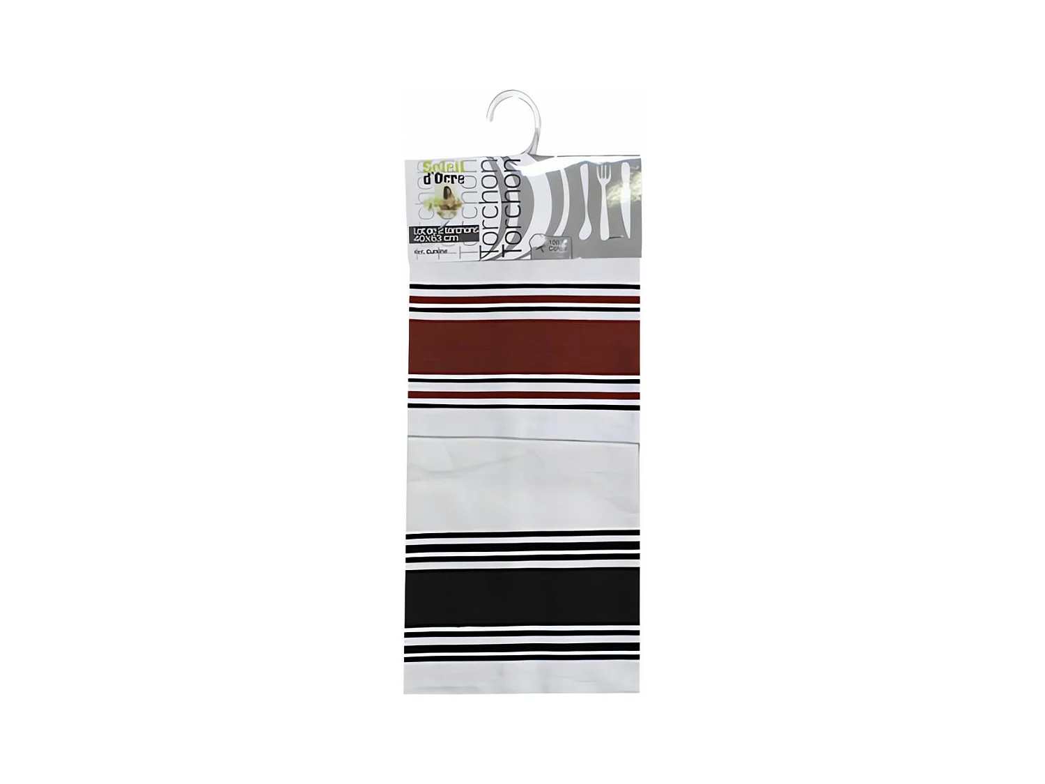 Lot de 2 torchons coton CUISINE noir et rouge