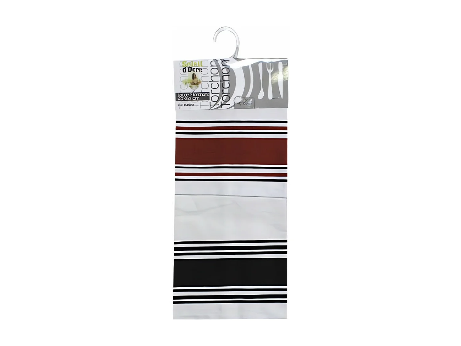 Lot de 2 torchons coton CUISINE noir et rouge