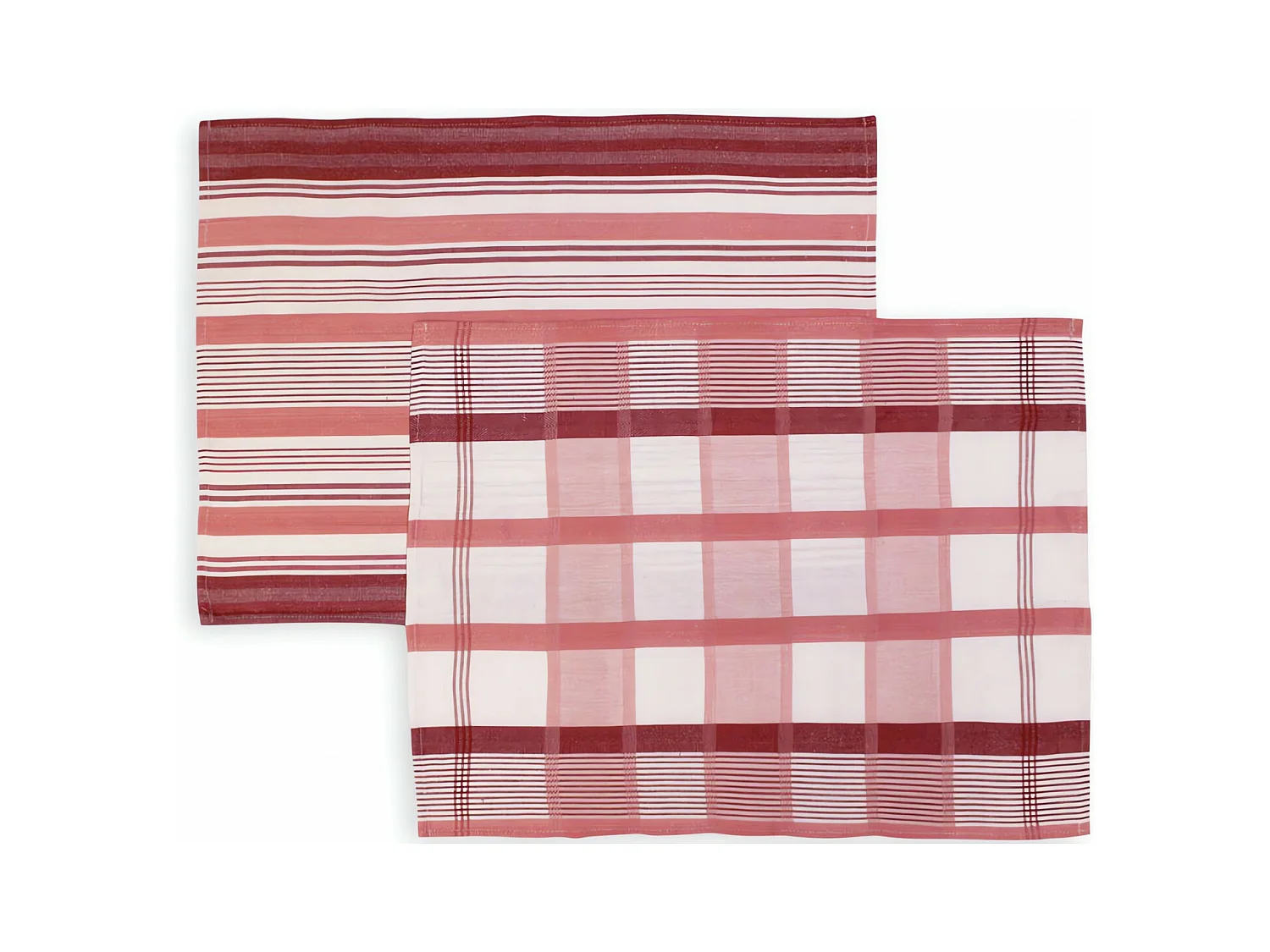 Lot de 2 torchons en coton PAELLA rose, jacquard 50x70 cm